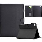 For Samsung Galaxy Tab A9 Solid Color Fiber Texture Smart Tablet Leather Case(Black) - 1