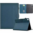 For Samsung Galaxy Tab A9 Solid Color Fiber Texture Smart Tablet Leather Case(Royal Blue) - 1