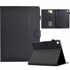 For Samsung Galaxy Tab S6 Lite Solid Color Fiber Texture Smart Tablet Leather Case(Black) - 1