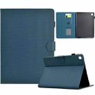 For Samsung Galaxy Tab S6 Lite Solid Color Fiber Texture Smart Tablet Leather Case(Royal Blue) - 1