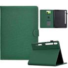 For Samsung Galaxy Tab S7 / S8 Solid Color Fiber Texture Smart Tablet Leather Case(Green) - 1