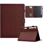 For Samsung Galaxy Tab S9 / S9 FE Solid Color Fiber Texture Smart Tablet Leather Case(Brown) - 1