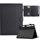 For Samsung Galaxy Tab S9 / S9 FE Solid Color Fiber Texture Smart Tablet Leather Case(Black) - 1