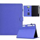 For Samsung Galaxy Tab S9 / S9 FE Solid Color Fiber Texture Smart Tablet Leather Case(Purple) - 1