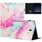 For Samsung Galaxy Tab A 10.5 T590 Marble Litchi Leather Smart Tablet Case(Pink) - 1