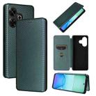 For Redmi 13 4G Carbon Fiber Texture Flip Leather Phone Case(Green) - 1