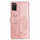 For Samsung Galaxy A02s Butterflies and Flowers Leather Phone Case(Rose Gold) - 3