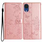 For Samsung Galaxy A03 Core Butterflies and Flowers Leather Phone Case(Rose Gold) - 1
