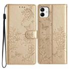 For Samsung Galaxy A04 Butterflies and Flowers Leather Phone Case(Gold) - 1