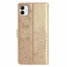 For Samsung Galaxy A04 Butterflies and Flowers Leather Phone Case(Gold) - 3