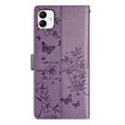 For Samsung Galaxy A04 Butterflies and Flowers Leather Phone Case(Purple) - 3