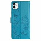 For Samsung Galaxy A04 Butterflies and Flowers Leather Phone Case(Blue) - 3