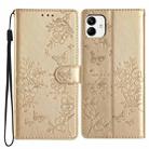 For Samsung Galaxy A04e Butterflies and Flowers Leather Phone Case(Gold) - 1