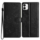 For Samsung Galaxy A04e Butterflies and Flowers Leather Phone Case(Black) - 1
