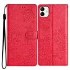 For Samsung Galaxy A04e Butterflies and Flowers Leather Phone Case(Red) - 1