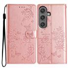 For Samsung Galaxy A05s Butterflies and Flowers Leather Phone Case(Rose Gold) - 1