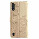 For Samsung Galaxy A10 / M10 Butterflies and Flowers Leather Phone Case(Gold) - 3