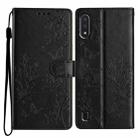 For Samsung Galaxy A10 / M10 Butterflies and Flowers Leather Phone Case(Black) - 1