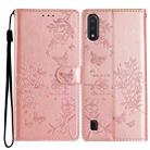 For Samsung Galaxy A10 / M10 Butterflies and Flowers Leather Phone Case(Rose Gold) - 1