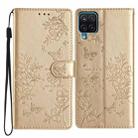 For Samsung Galaxy A12 5G Butterflies and Flowers Leather Phone Case(Gold) - 1