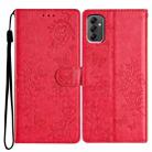 For Samsung Galaxy A14 4G / 5G Butterflies and Flowers Leather Phone Case(Red) - 1