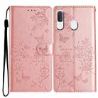 For Samsung Galaxy A20e Butterflies and Flowers Leather Phone Case(Rose Gold) - 1