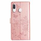 For Samsung Galaxy A20e Butterflies and Flowers Leather Phone Case(Rose Gold) - 3