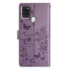 For Samsung Galaxy A21s Butterflies and Flowers Leather Phone Case(Purple) - 3