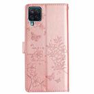 For Samsung Galaxy A22 4G Butterflies and Flowers Leather Phone Case(Rose Gold) - 3