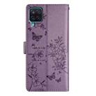 For Samsung Galaxy A22 4G Butterflies and Flowers Leather Phone Case(Purple) - 3