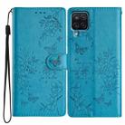 For Samsung Galaxy A22 4G Butterflies and Flowers Leather Phone Case(Blue) - 1