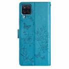 For Samsung Galaxy A22 4G Butterflies and Flowers Leather Phone Case(Blue) - 3