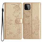 For Samsung Galaxy A22 5G Butterflies and Flowers Leather Phone Case(Gold) - 1