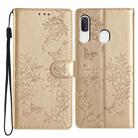 For Samsung Galaxy A40 Butterflies and Flowers Leather Phone Case(Gold) - 1