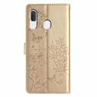 For Samsung Galaxy A40 Butterflies and Flowers Leather Phone Case(Gold) - 3
