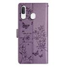 For Samsung Galaxy A40 Butterflies and Flowers Leather Phone Case(Purple) - 3