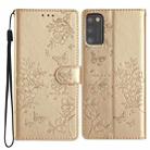 For Samsung Galaxy A41 Butterflies and Flowers Leather Phone Case(Gold) - 1