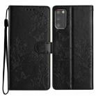 For Samsung Galaxy A41 Butterflies and Flowers Leather Phone Case(Black) - 1