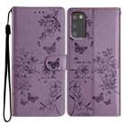 For Samsung Galaxy A41 Butterflies and Flowers Leather Phone Case(Purple) - 1