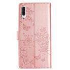 For Samsung Galaxy A50 Butterflies and Flowers Leather Phone Case(Rose Gold) - 3