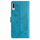 For Samsung Galaxy A50 Butterflies and Flowers Leather Phone Case(Blue) - 3