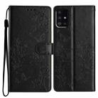 For Samsung Galaxy A51 4G Butterflies and Flowers Leather Phone Case(Black) - 1