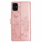 For Samsung Galaxy A51 4G Butterflies and Flowers Leather Phone Case(Rose Gold) - 3