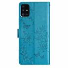 For Samsung Galaxy A51 4G Butterflies and Flowers Leather Phone Case(Blue) - 3
