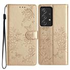 For Samsung Galaxy A52 5G Butterflies and Flowers Leather Phone Case(Gold) - 1