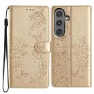 For Samsung Galaxy A54 5G Butterflies and Flowers Leather Phone Case(Gold) - 1
