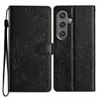 For Samsung Galaxy A55 Butterflies and Flowers Leather Phone Case(Black) - 1