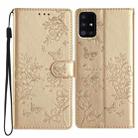 For Samsung Galaxy A71 4G Butterflies and Flowers Leather Phone Case(Gold) - 1