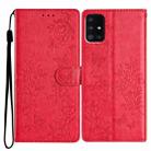 For Samsung Galaxy A71 4G Butterflies and Flowers Leather Phone Case(Red) - 1