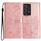For Samsung Galaxy A72 5G Butterflies and Flowers Leather Phone Case(Rose Gold) - 1